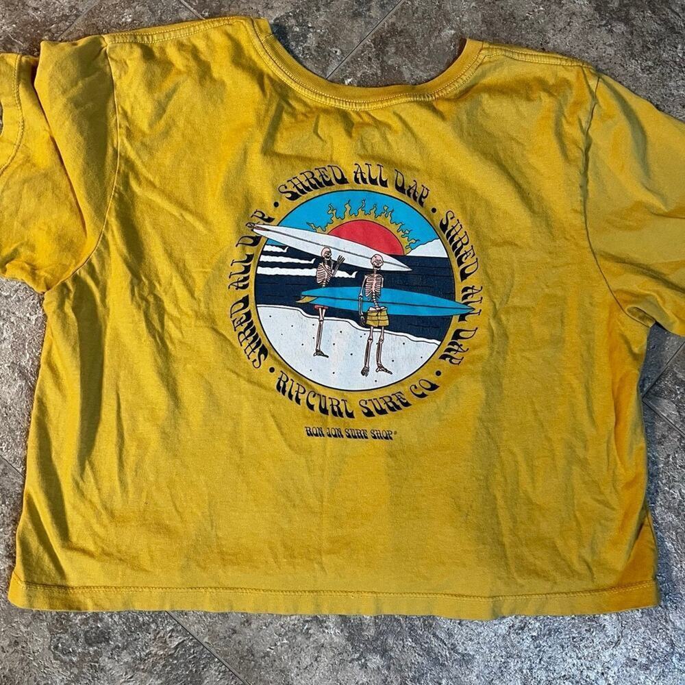 RIP CURL Cropped Short Sleeve Gold T-Shirt, Women's size M